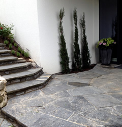 Natursteinplatten und Treppe